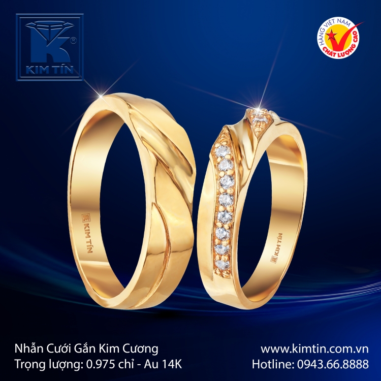 Nhẫn Cưới Vàng Màu 14K