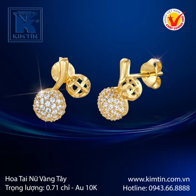 Hoa tai nữ Vàng tây 10K