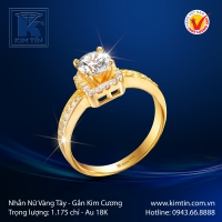Nhẫn Kim Cương Vàng Màu 18K