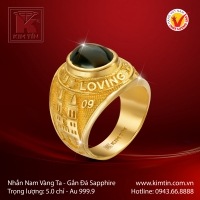 Nhẫn Nam Vàng 24K Gắn Đá Sapphire