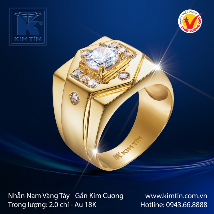 Nhẫn Nam Vàng Màu 18K