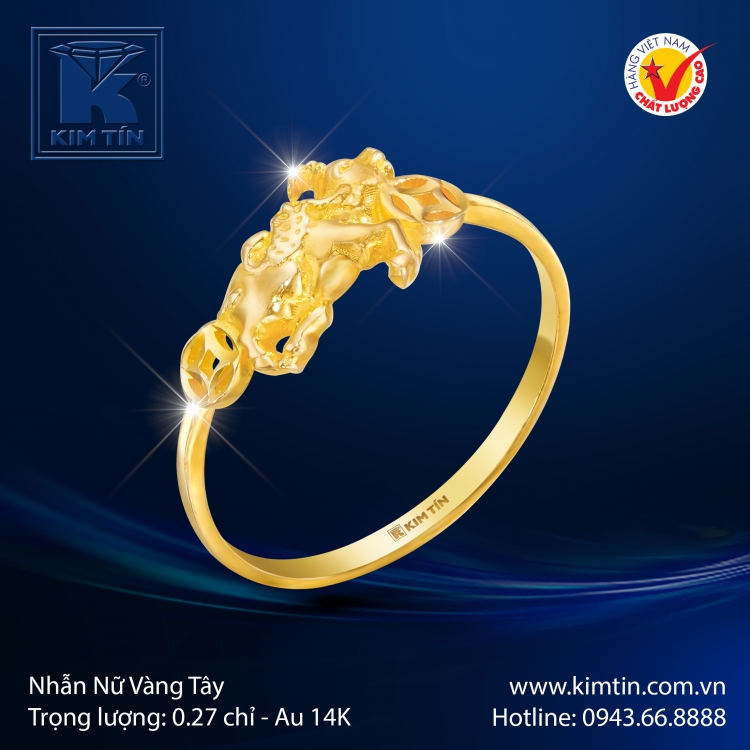 Nhẫn Nữ Vàng Màu 14K