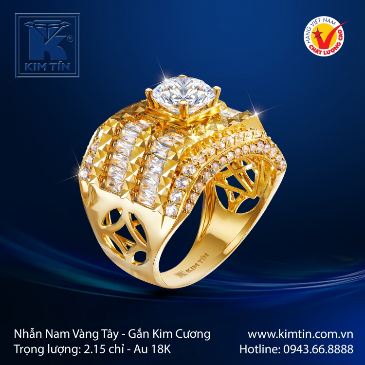 Nhẫn Nam Vàng Màu 18K