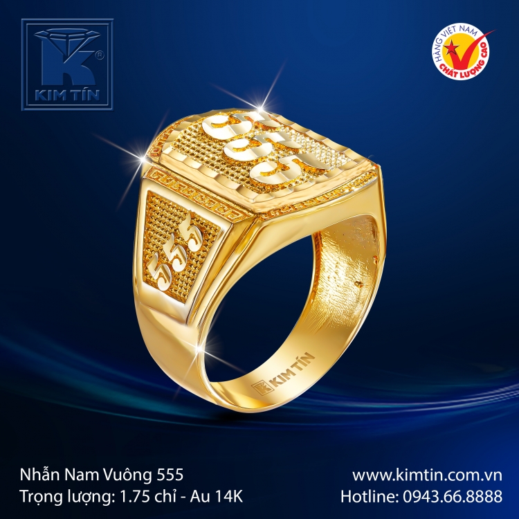 Nhẫn Nam Vàng Màu 14K