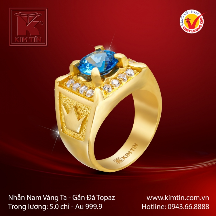 Nhẫn Nữ Vàng 24K Gắn Đá Topaz