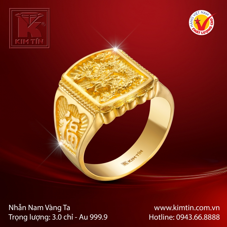 Nhẫn Nam Vàng 24K