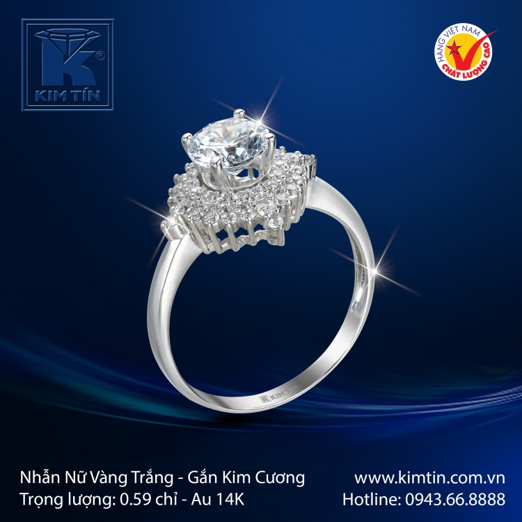 Nhẫn Nữ Vàng Trắng 14K