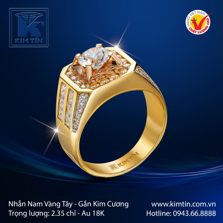 Nhẫn Nam Vàng Màu 18K