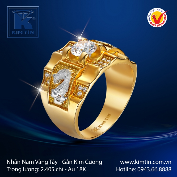 Nhẫn Nam Vàng Màu 18K