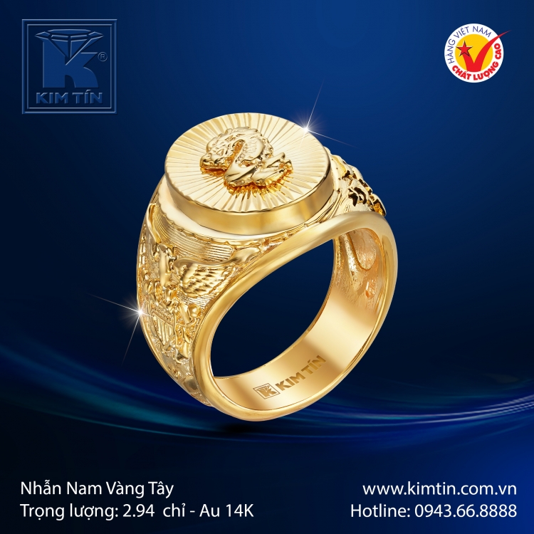 Nhẫn Nam Vàng Màu 14K