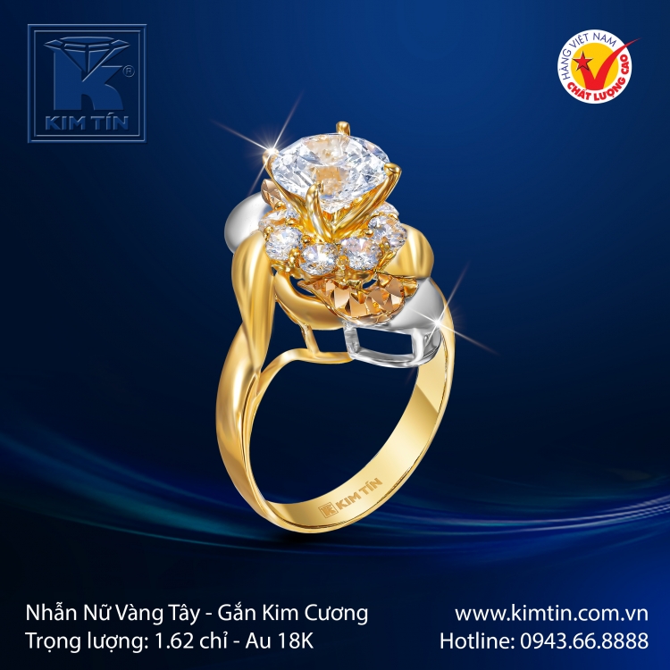 Nhẫn Nữ Vàng Màu 18K