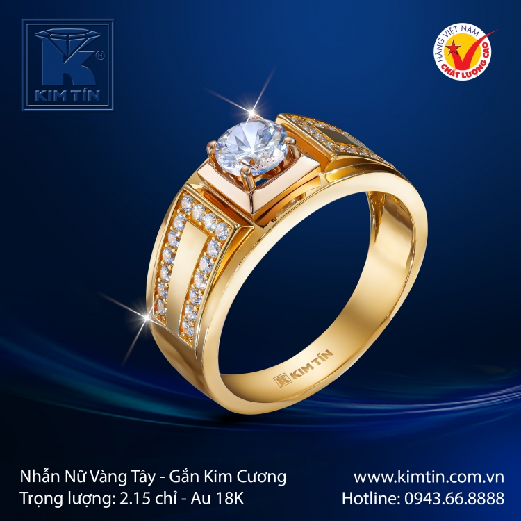 Nhẫn Nữ Vàng Màu 18K