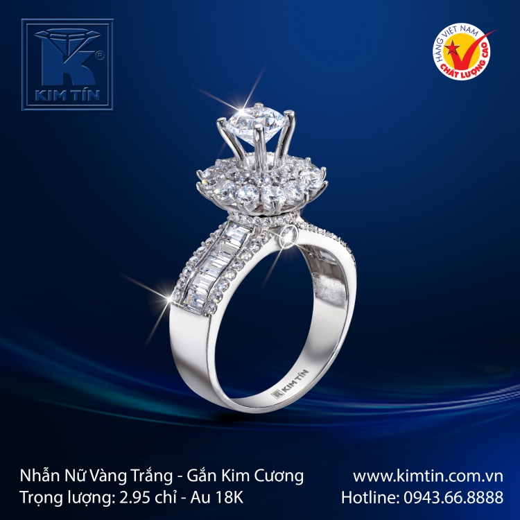 Nhẫn Nữ Vàng Trắng 18K