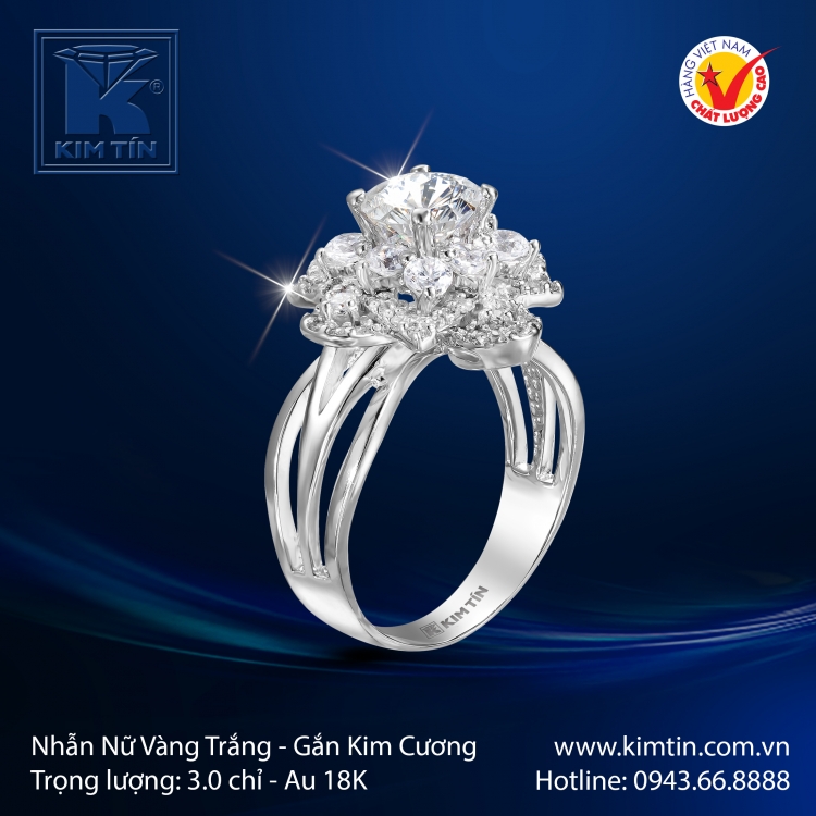 Nhẫn Nữ Vàng Trắng 18K