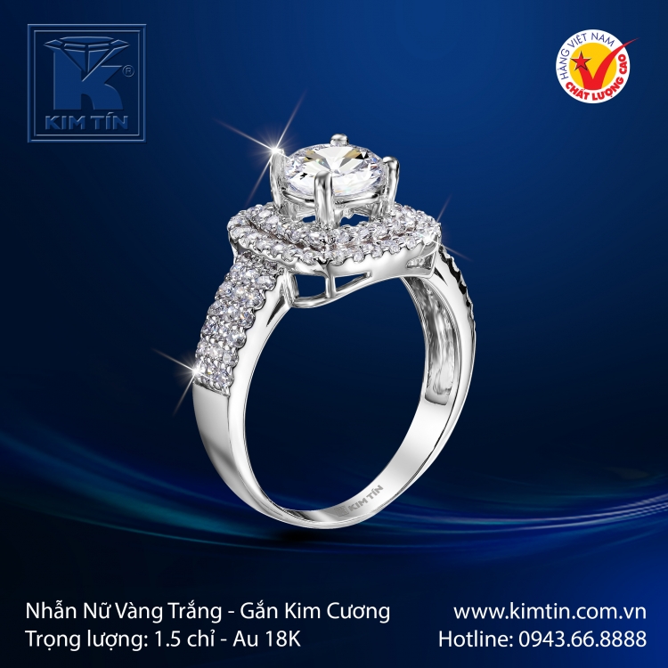 Nhẫn Nữ Vàng Trắng 18K