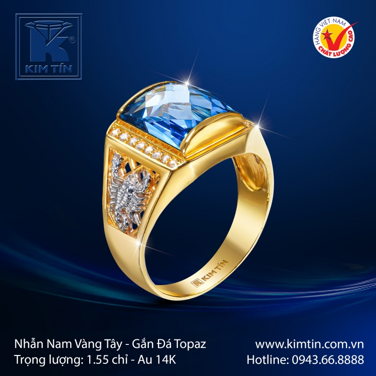 Nhẫn Nam Vàng Màu 14K