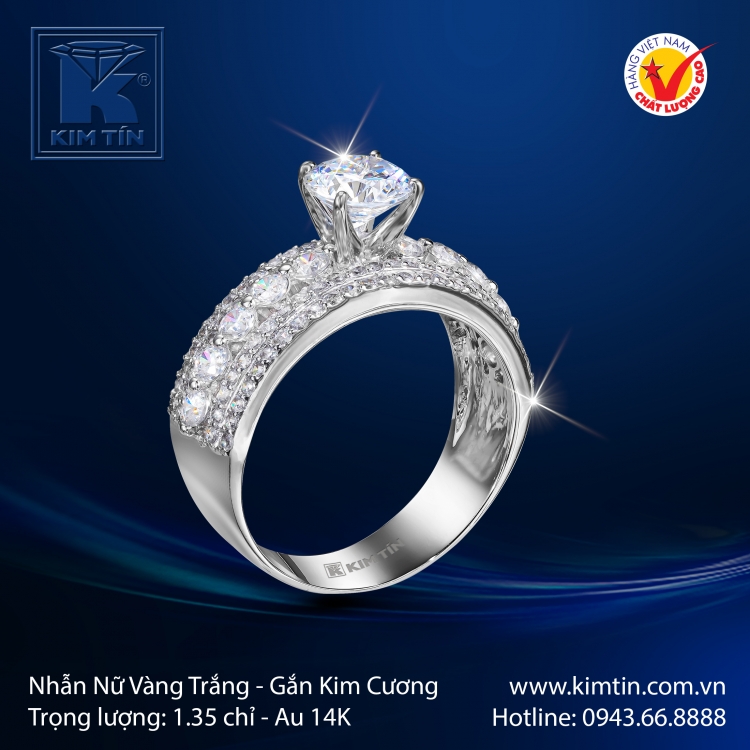 Nhẫn Nữ Vàng Trắng 14K