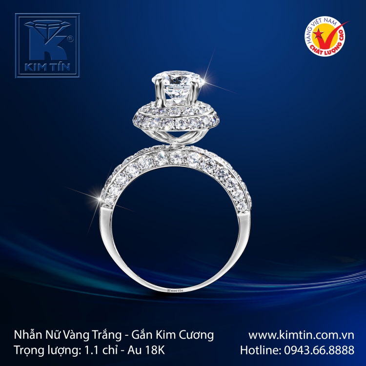 Nhẫn Nữ Vàng Trắng 18K