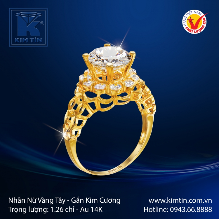 Nhẫn Nữ Vàng Màu 14K