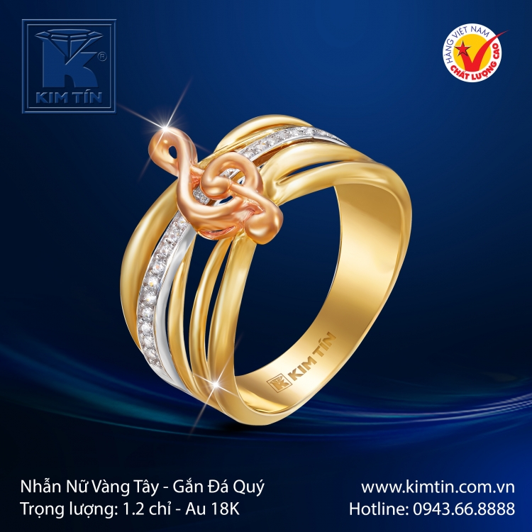 Nhẫn Nữ Vàng Màu 18K