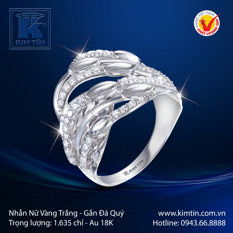 Nhẫn Nữ Vàng Trắng 18K