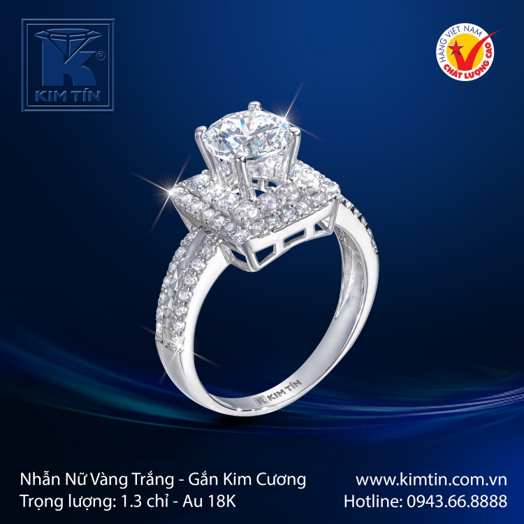 Nhẫn Nữ Vàng Trắng 18K