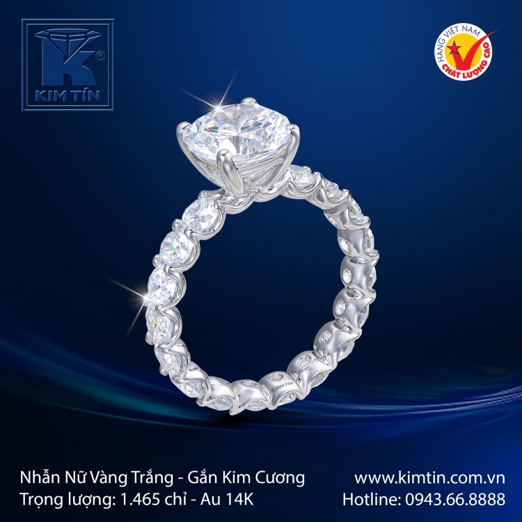 Nhẫn Nữ Vàng Trắng 14K