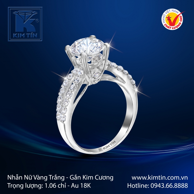 Nhẫn Nữ Vàng Trắng 18K