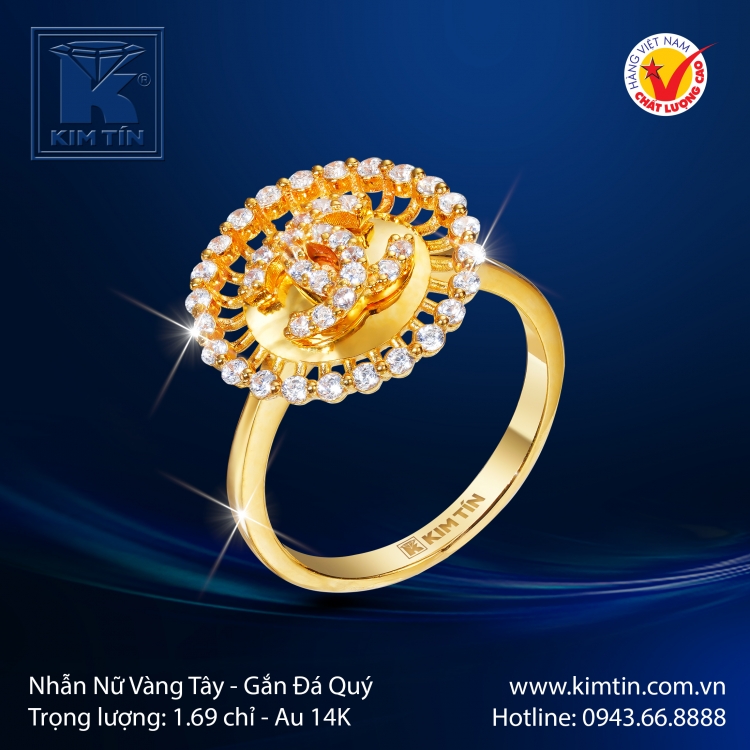 Nhẫn Nữ Vàng Màu 14K