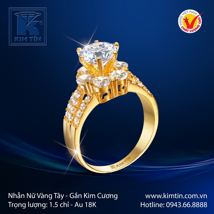 Nhẫn Nữ Vàng Màu 18K