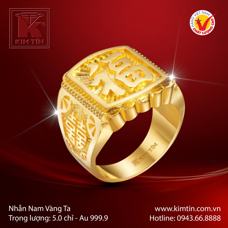 Nhẫn Chữ Phúc - Vàng 24K