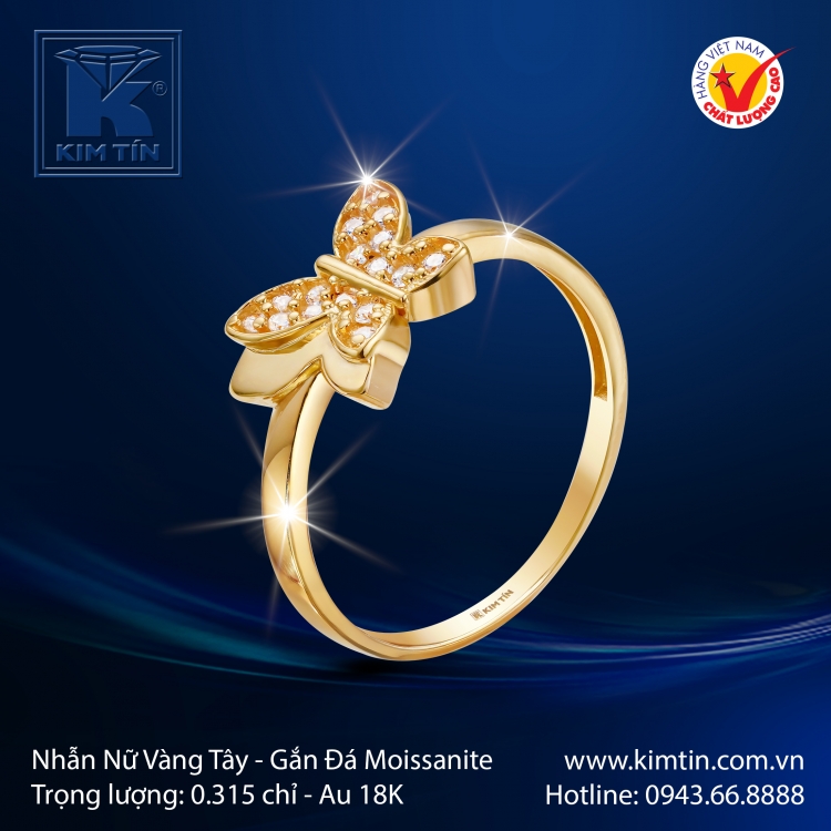 Nhẫn Nữ Vàng Màu 18K