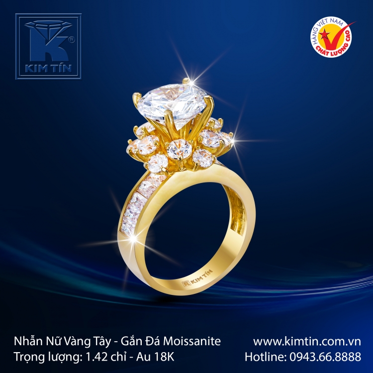 Nhẫn Nữ Vàng Màu 18K