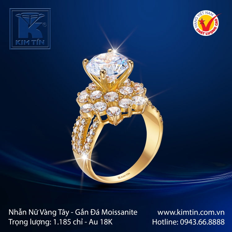 Nhẫn Nữ Vàng Màu 18K