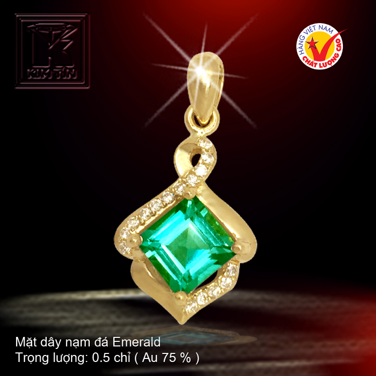 Mặt dây nạm đá Emerald