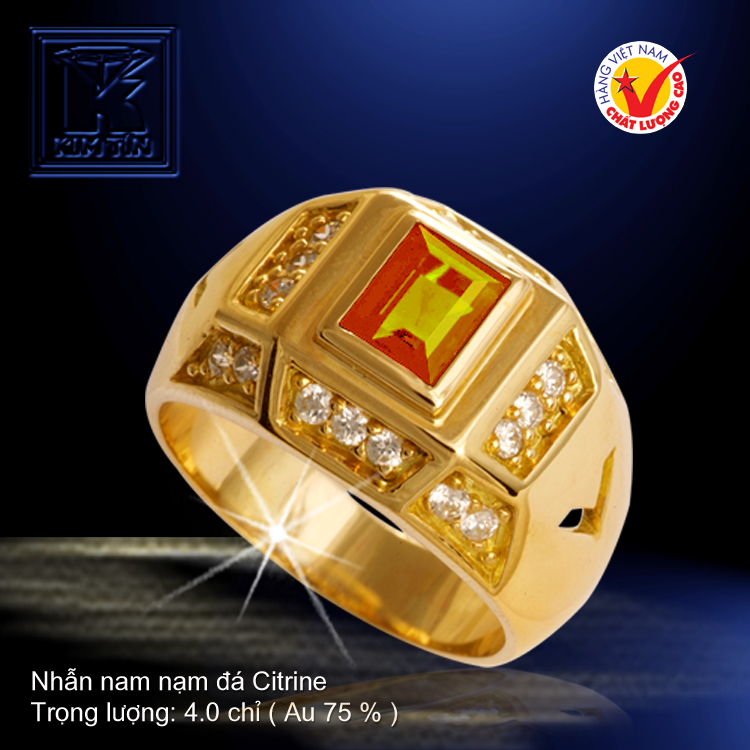 Nhẫn nam nạm đá Citrine