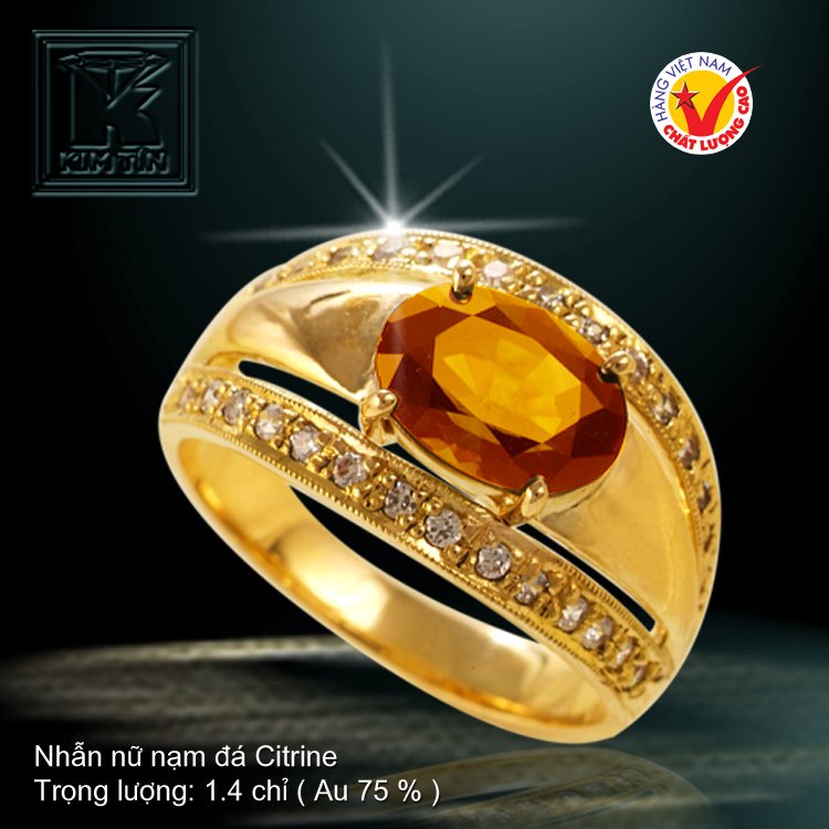 Nhẫn nữ nạm đá Citrine